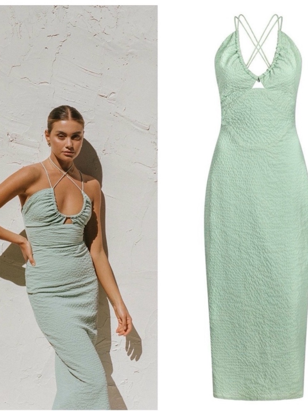 Sabo Skirt Kamila Seafoam Green Midi Dress